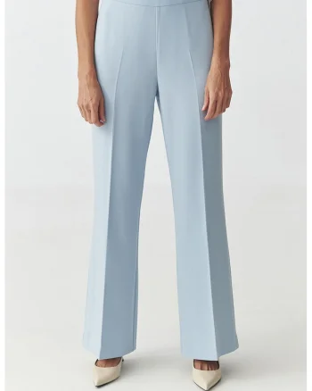 Pantaloni drepti cu fermoar lateral, Albastru pastel