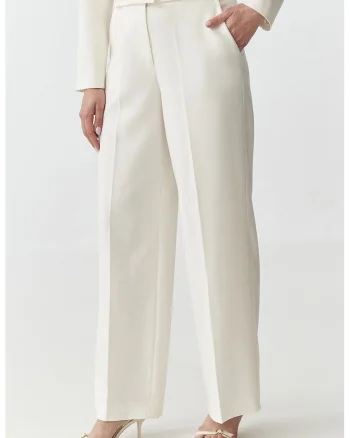 Pantaloni cu croiala ampla, Alb fildes