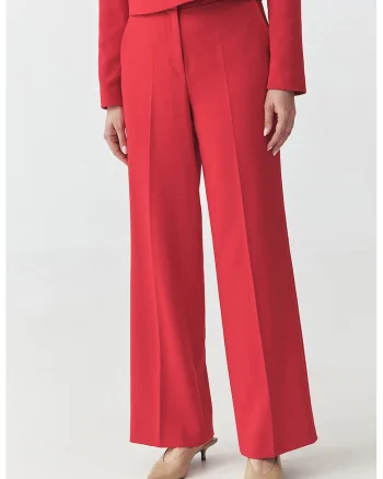 Pantaloni cu croiala ampla si talie medie, Rosu vermillion