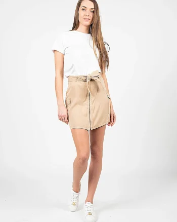 Fusta dreapta mini Floren, Bej,