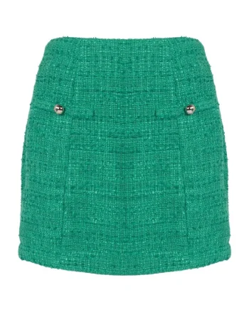 Fusta dreapta mini Dianne, Verde,