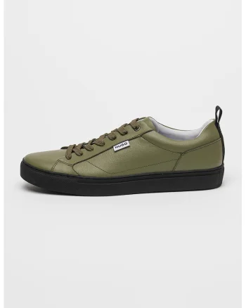 Pantofi sport low cut din piele ecologica Morrie, Negru/Verde feriga