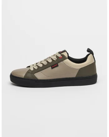 Pantofi sport din piele si piele ecologica Morrie, Negru/Maro taupe/Maro taupe deschis