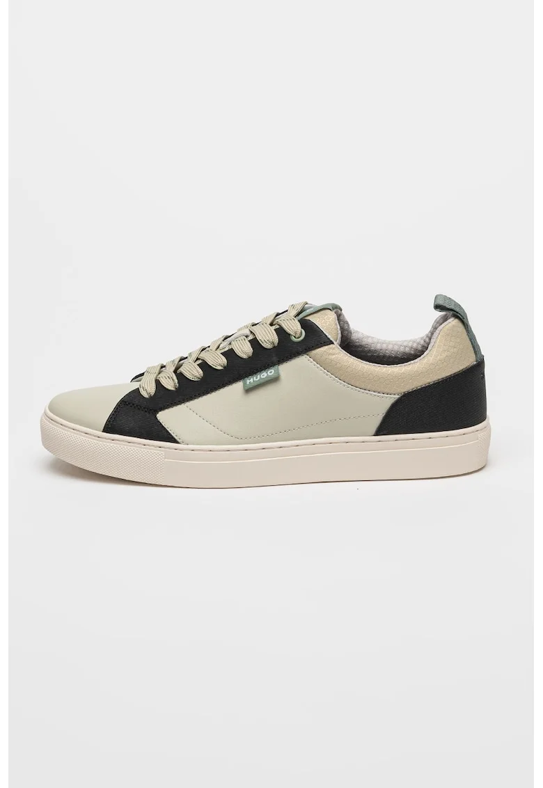 Pantofi sport din piele si piele ecologica Morrie, Negru/Verde pal/Crem