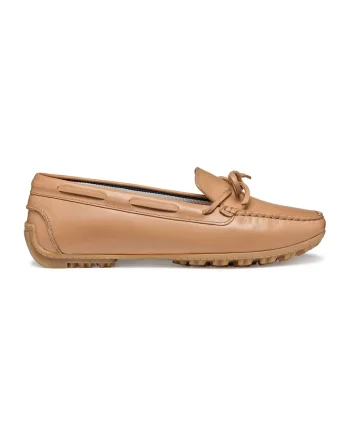Pantofi loafer de piele cu funda, Maro camel