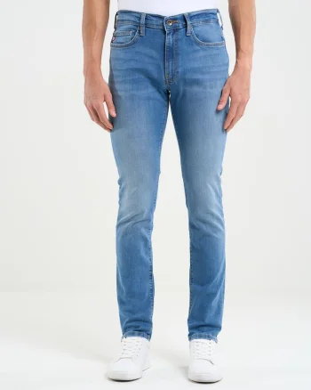 Blugi barbati  Terry 133, conici, talie joasa, denim deschis