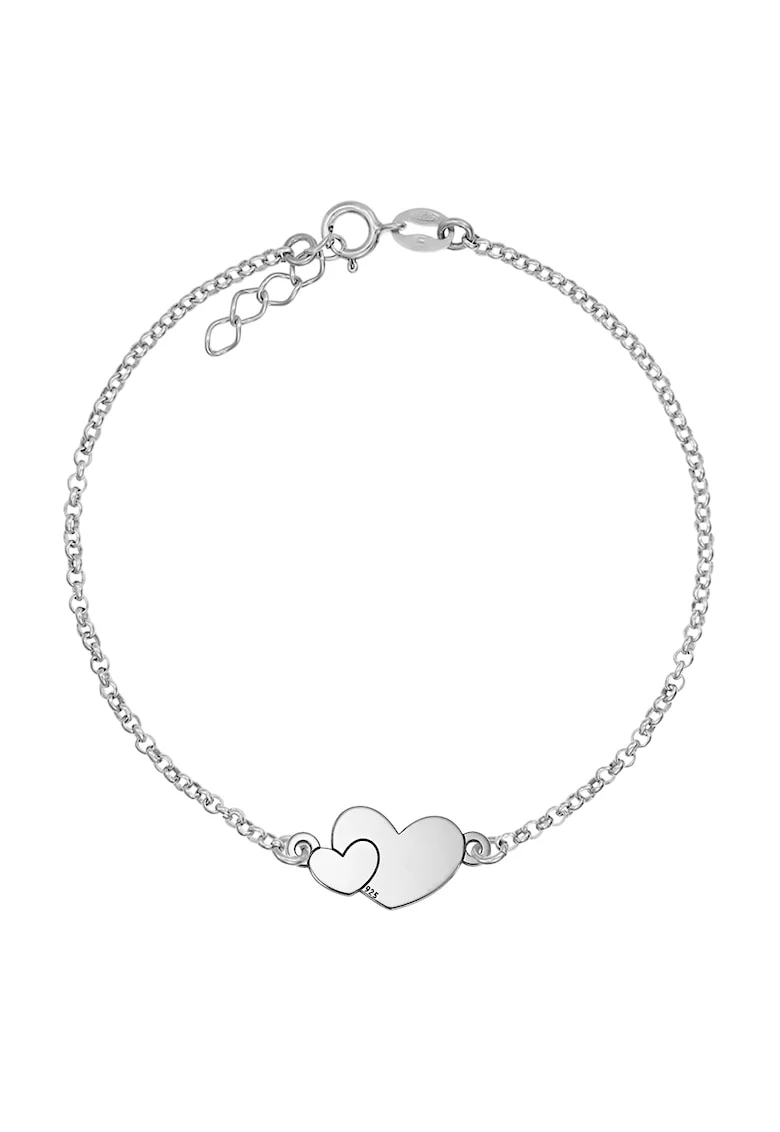 Bratara Argint 925 placat cu rodiu si charm - Inima mica si mare