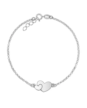 Bratara Argint 925 placat cu rodiu si charm - Inima mica si mare