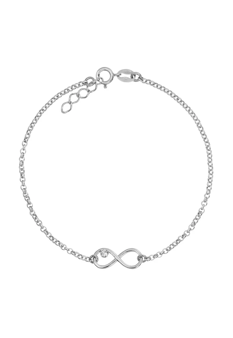 Bratara Argint 925 placat cu rodiu si charm Infinit cu Cristale Swarovski® Crystal Clear