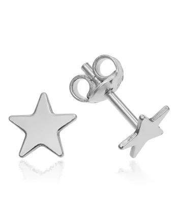 Cercei Argint 925 placat cu rodiu Star 6mm Surub