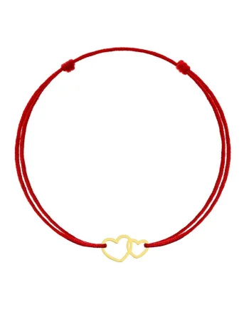 Bratara Kabbalah cu pandantiv din Aur-8K - Double Heart