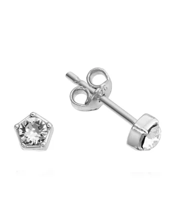 Cercei Argint 925 placat cu rodiu cu cristale Swarovski® Zirconia 3mm Surub - Crystal Clear
