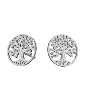 Cercei Argint 925 placat cu rodiu Tree of Life 11 mm Surub