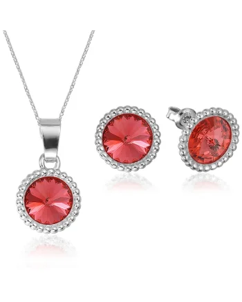 Set Argint 925 placat cu rodiu cu cristale Swarovski® Rivoli Crown 8mm, Portocaliu