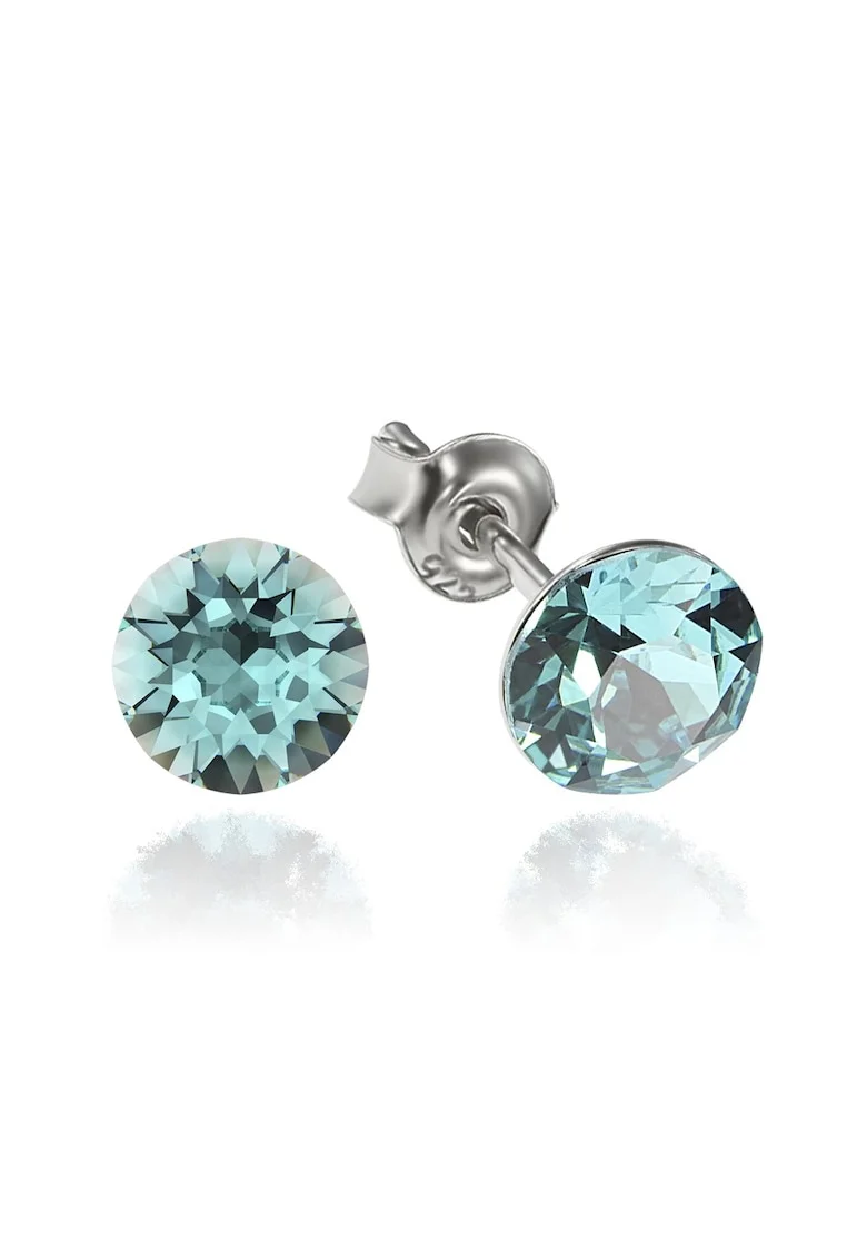 Cercei Argint 925 placat cu rodiu cu cristale Swarovski® Xirius 6mm, Turcoaz