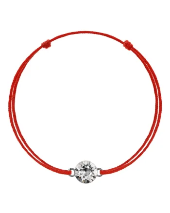 Bratara Kabbalah cu pandantiv din Argint 925 placat cu rodiu si Cristal Swarovski® Xirius 6mm, Alb