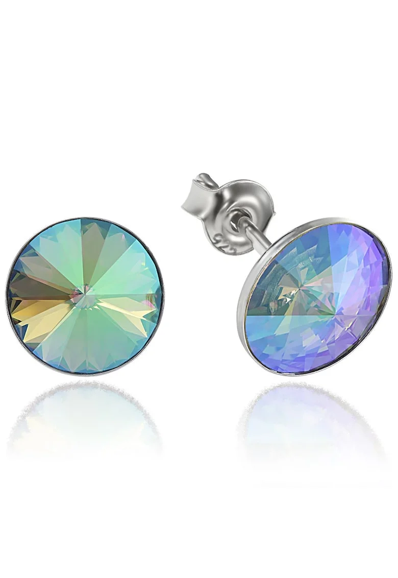 Cercei Argint 925 placat cu rodiu cu cristale Swarovski® Rivoli 8mm, Multicolor
