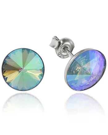 Cercei Argint 925 placat cu rodiu cu cristale Swarovski® Rivoli 8mm, Multicolor