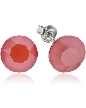 Cercei Argint 925 placat cu rodiu cu cristale Swarovski® Xirius 8mm, Coral
