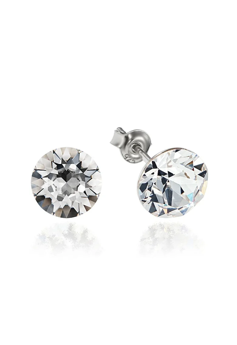 Cercei Argint 925 placat cu rodiu cu cristale Swarovski® Xirius 8mm, Alb