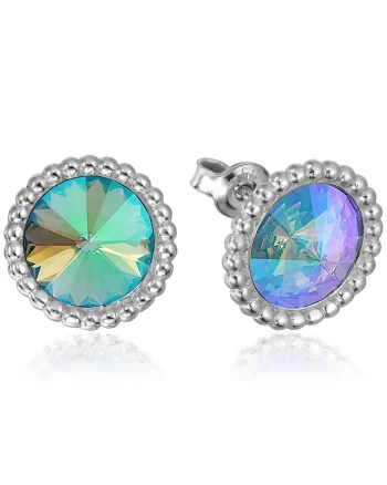 Cercei Argint 925 placat cu rodiu cu cristale Swarovski® Rivoli Crown 8mm Surub, Multicolor