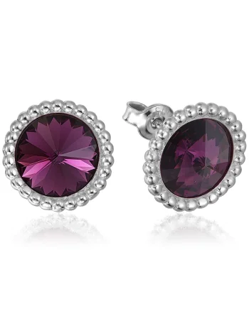 Cercei Argint 925 placat cu rodiu cu cristale Swarovski® Rivoli Crown 8mm Surub, Mov