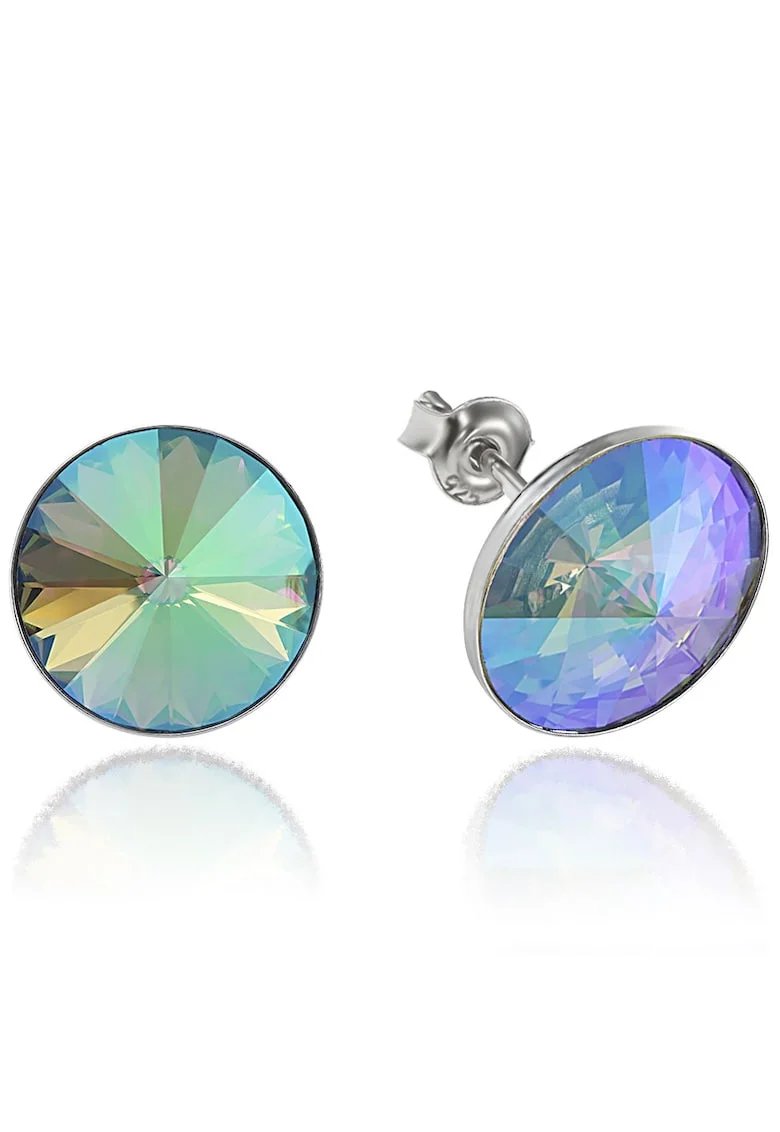 Cercei Argint 925 placat cu rodiu cu cristale Swarovski® Rivoli 12mm, Mov deschis
