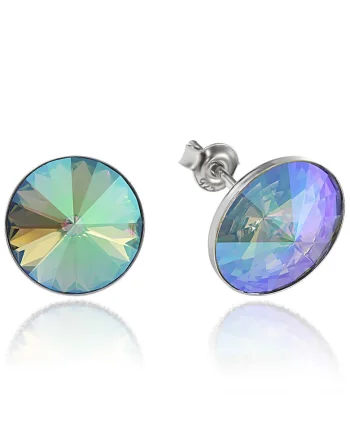 Cercei Argint 925 placat cu rodiu cu cristale Swarovski® Rivoli 12mm, Mov deschis