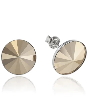 Cercei Argint 925 placat cu rodiu cu cristale Swarovski® Rivoli 12mm, Auriu
