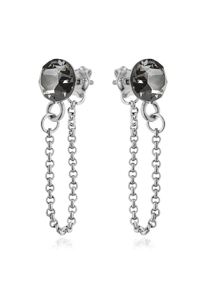 Cercei Argint 925 placat cu rodiu cu cristale Swarovski® Xirius Chain, Gri