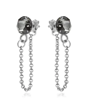 Cercei Argint 925 placat cu rodiu cu cristale Swarovski® Xirius Chain, Gri
