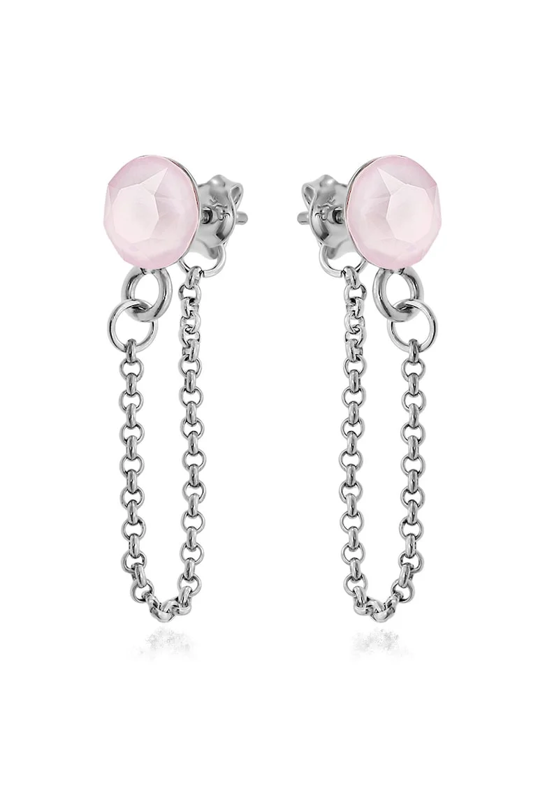 Cercei Argint 925 placat cu rodiu cu cristale Swarovski® Xirius Chain, Roz mat