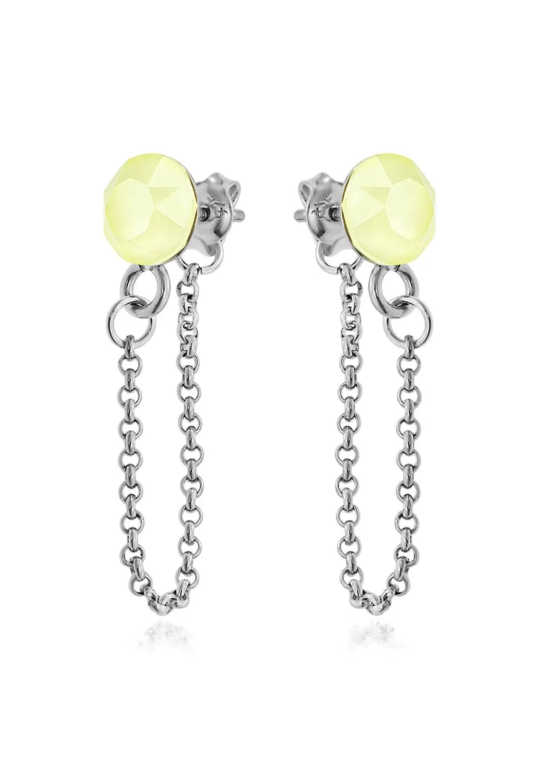 Cercei Argint 925 placat cu rodiu cu cristale Swarovski® Xirius Chain, Galben