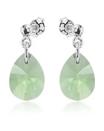 Cercei Argint 925 placat cu rodiu cu cristale Swarovski® Minipear 12mm Surub 2, Verde