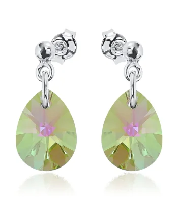 Cercei Argint 925 placat cu rodiu cu cristale Swarovski® Minipear 12mm Surub 2, Multicolor