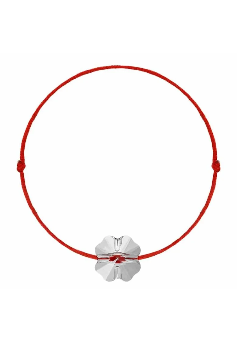 Bratara Kabbalah cu Cristal Swarovski® Trifoi 8mm, Alb