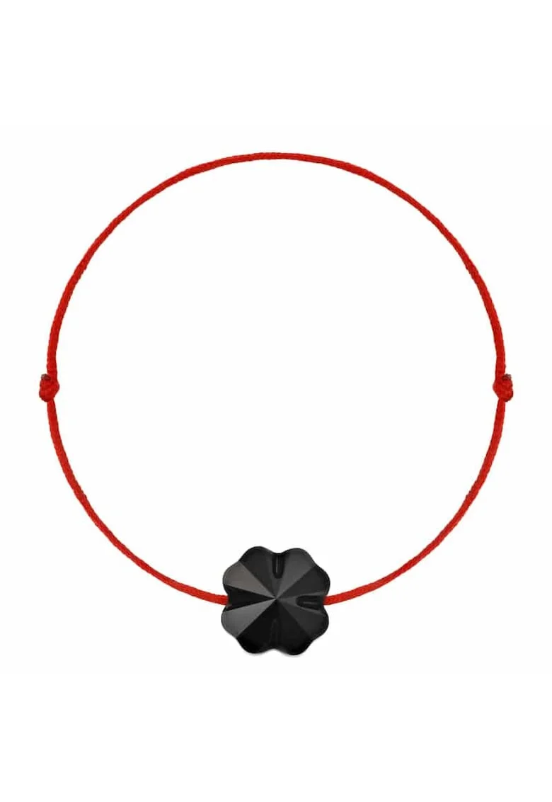 Bratara Kabbalah cu Cristal Swarovski® Trifoi 8mm, Negru