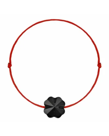 Bratara Kabbalah cu Cristal Swarovski® Trifoi 8mm, Negru