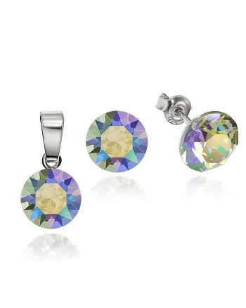 Set Argint 925 placat cu rodiu cu cristale Swarovski® 8mm, Violet/Multicolor
