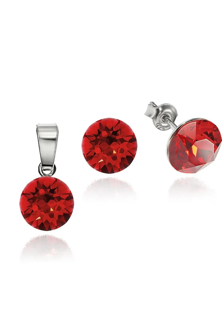 Set Argint 925 placat cu rodiu cu cristale Swarovski® 8mm, Rosu