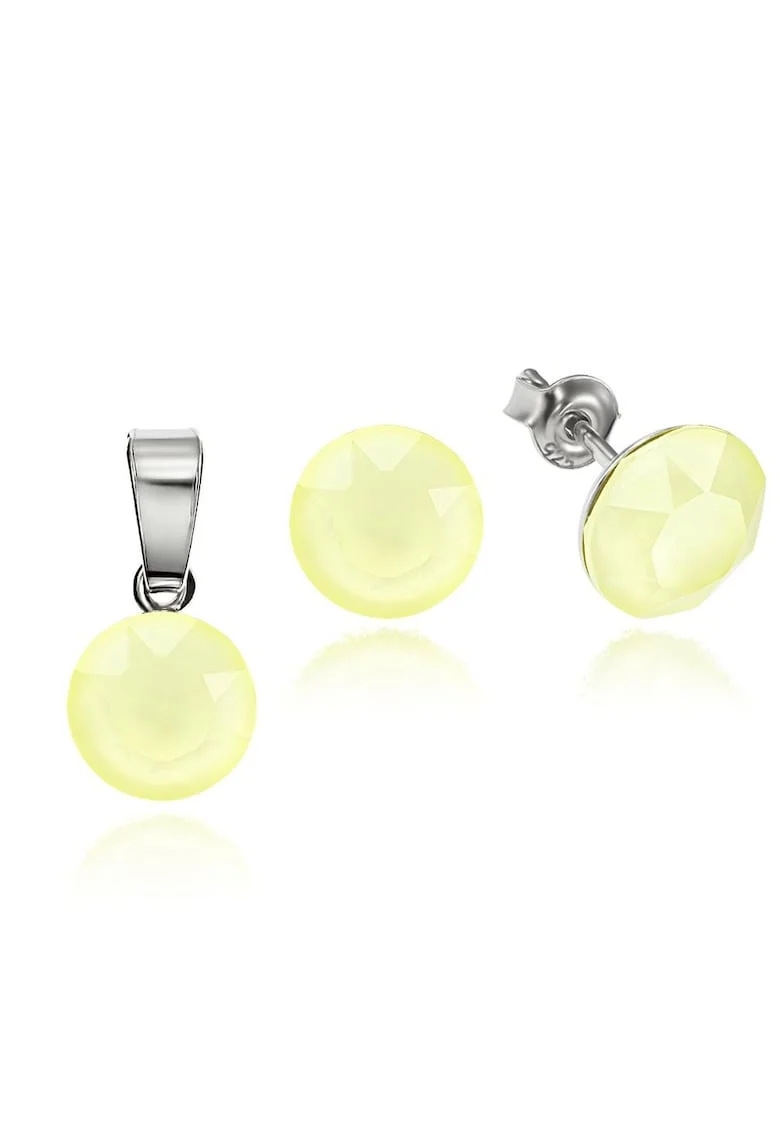 Set Argint 925 placat cu rodiu cu cristale Swarovski® 8mm, Galben