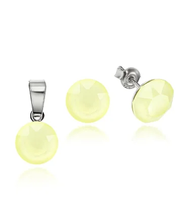 Set Argint 925 placat cu rodiu cu cristale Swarovski® 8mm, Galben