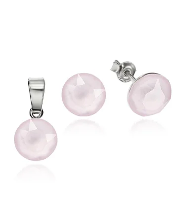 Set Argint 925 placat cu rodiu cu cristale Swarovski® 8mm, Roz pudrat