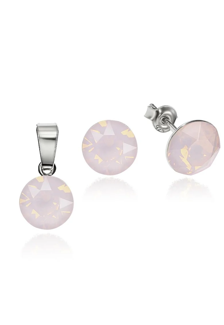 Set Argint 925 placat cu rodiu cu cristale Swarovski® 8mm, Roz opal
