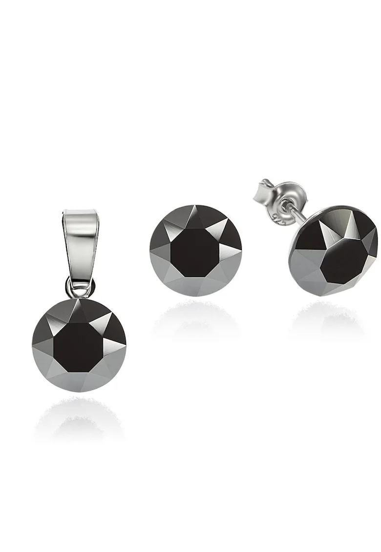Set Argint 925 placat cu rodiu cu cristale Swarovski® 8mm, Negru