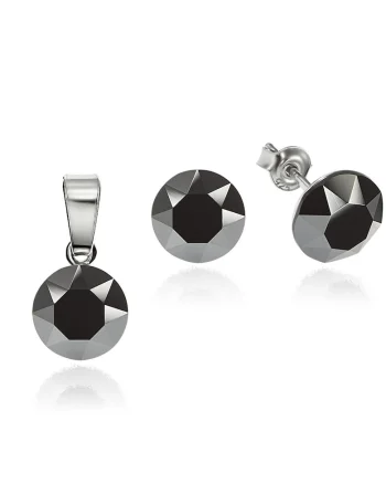 Set Argint 925 placat cu rodiu cu cristale Swarovski® 8mm, Negru