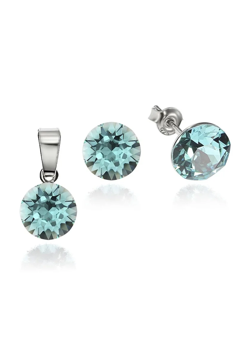 Set Argint 925 placat cu rodiu cu cristale Swarovski® 8mm, Turcoaz