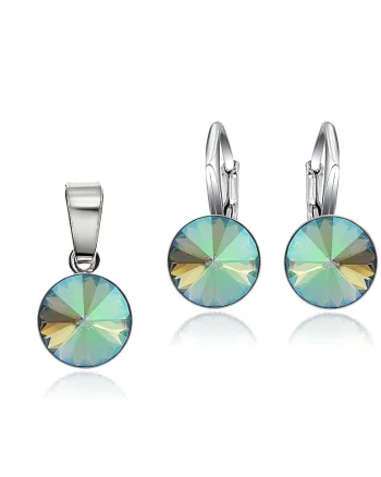 Set Argint 925 placat cu rodiu cu cristale Swarovski® Rivoli 8mm LRS, Multicolor