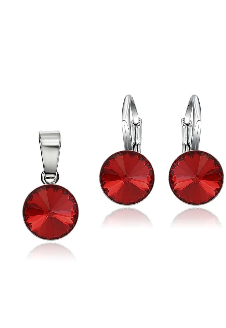 Set Argint 925 placat cu rodiu cu cristale Swarovski® Rivoli 8mm LRS, Rosu