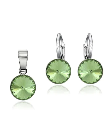 Set Argint 925 placat cu rodiu cu cristale Swarovski® Rivoli 8mm LRS, Verde deschis